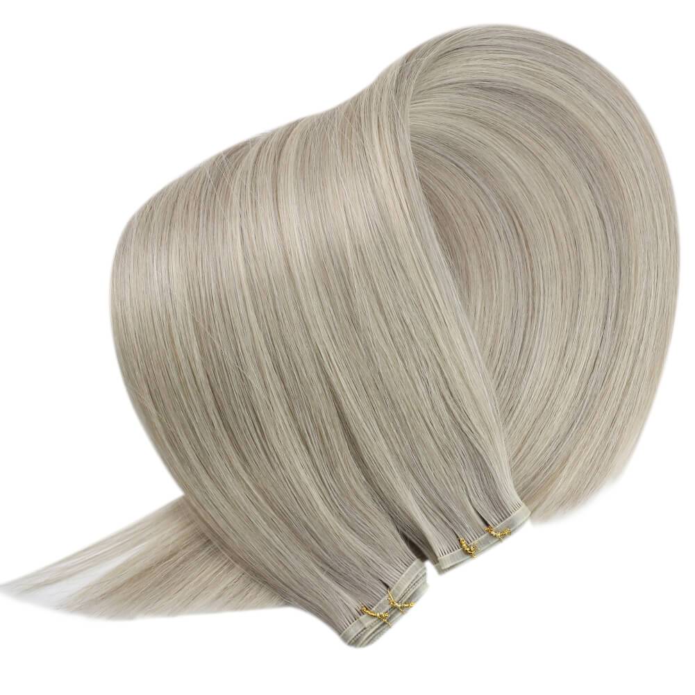 Flat Silk Weft Human Hair Bundle Extensions Highlight Color #19AP60 ...